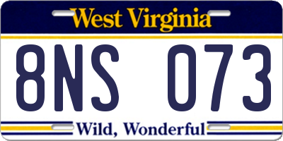 WV license plate 8NS073