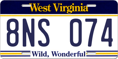 WV license plate 8NS074