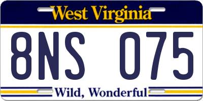 WV license plate 8NS075