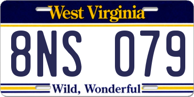 WV license plate 8NS079