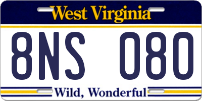 WV license plate 8NS080