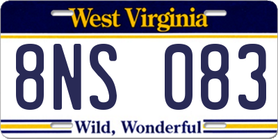 WV license plate 8NS083