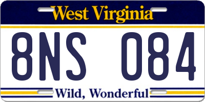 WV license plate 8NS084