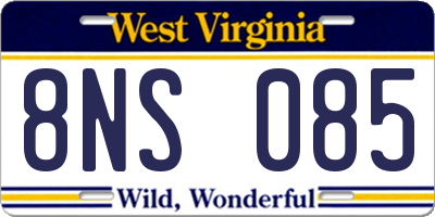 WV license plate 8NS085