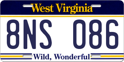 WV license plate 8NS086