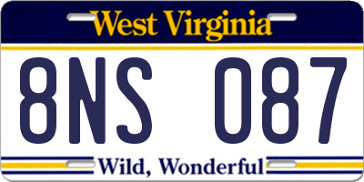 WV license plate 8NS087
