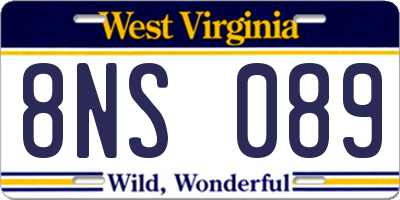 WV license plate 8NS089