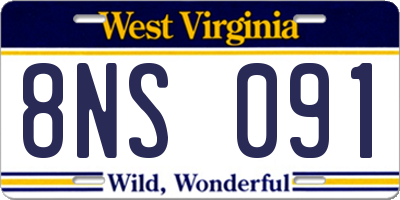 WV license plate 8NS091