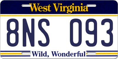 WV license plate 8NS093