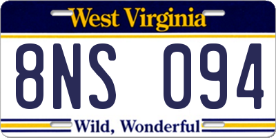 WV license plate 8NS094