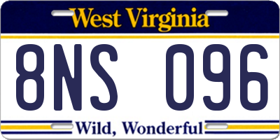 WV license plate 8NS096