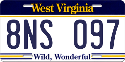 WV license plate 8NS097