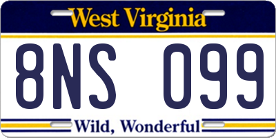 WV license plate 8NS099