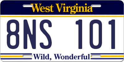 WV license plate 8NS101