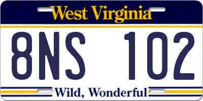 WV license plate 8NS102