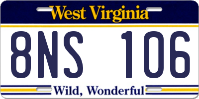 WV license plate 8NS106