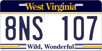 WV license plate 8NS107