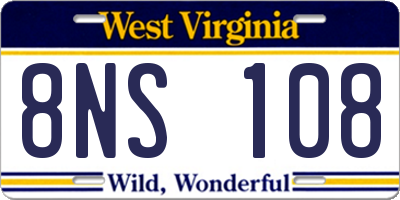 WV license plate 8NS108