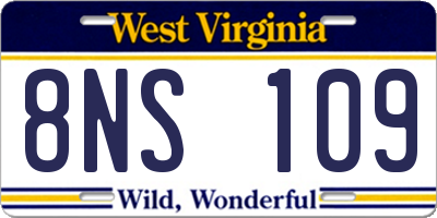 WV license plate 8NS109