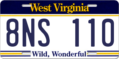 WV license plate 8NS110