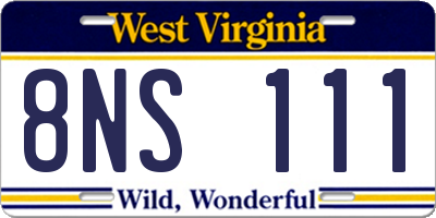 WV license plate 8NS111