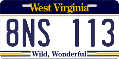 WV license plate 8NS113