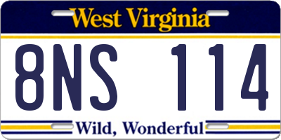 WV license plate 8NS114