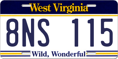 WV license plate 8NS115