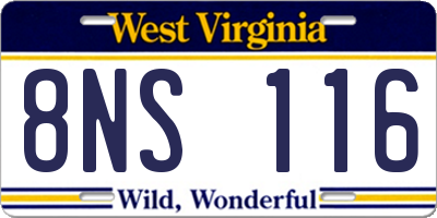 WV license plate 8NS116