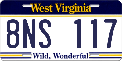 WV license plate 8NS117