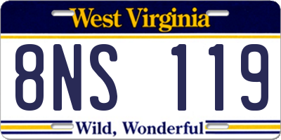 WV license plate 8NS119