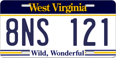 WV license plate 8NS121