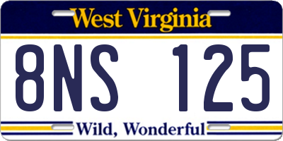 WV license plate 8NS125