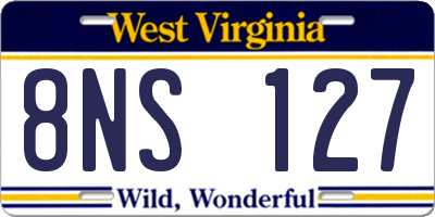 WV license plate 8NS127
