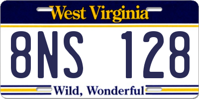 WV license plate 8NS128