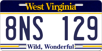 WV license plate 8NS129