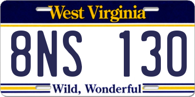 WV license plate 8NS130