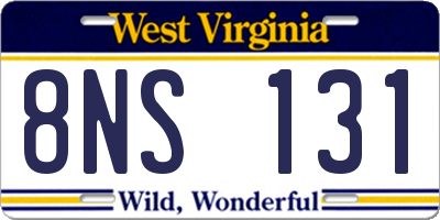 WV license plate 8NS131