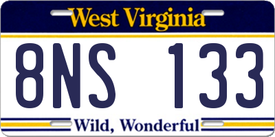 WV license plate 8NS133