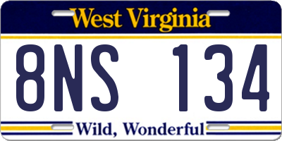 WV license plate 8NS134