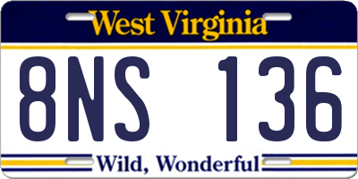 WV license plate 8NS136