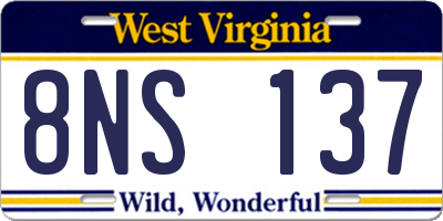WV license plate 8NS137