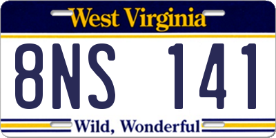 WV license plate 8NS141