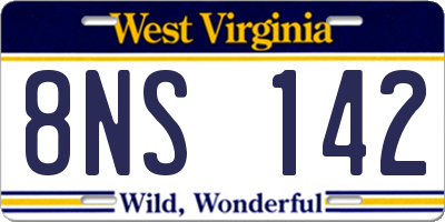 WV license plate 8NS142