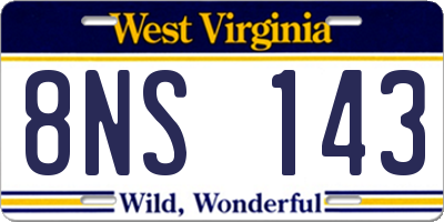 WV license plate 8NS143