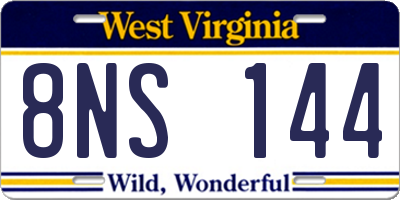 WV license plate 8NS144