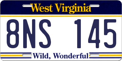 WV license plate 8NS145