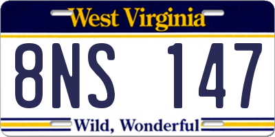 WV license plate 8NS147