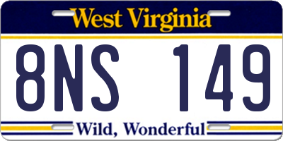 WV license plate 8NS149