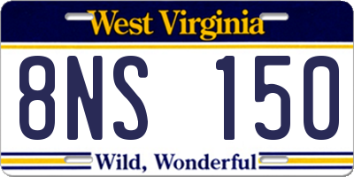 WV license plate 8NS150